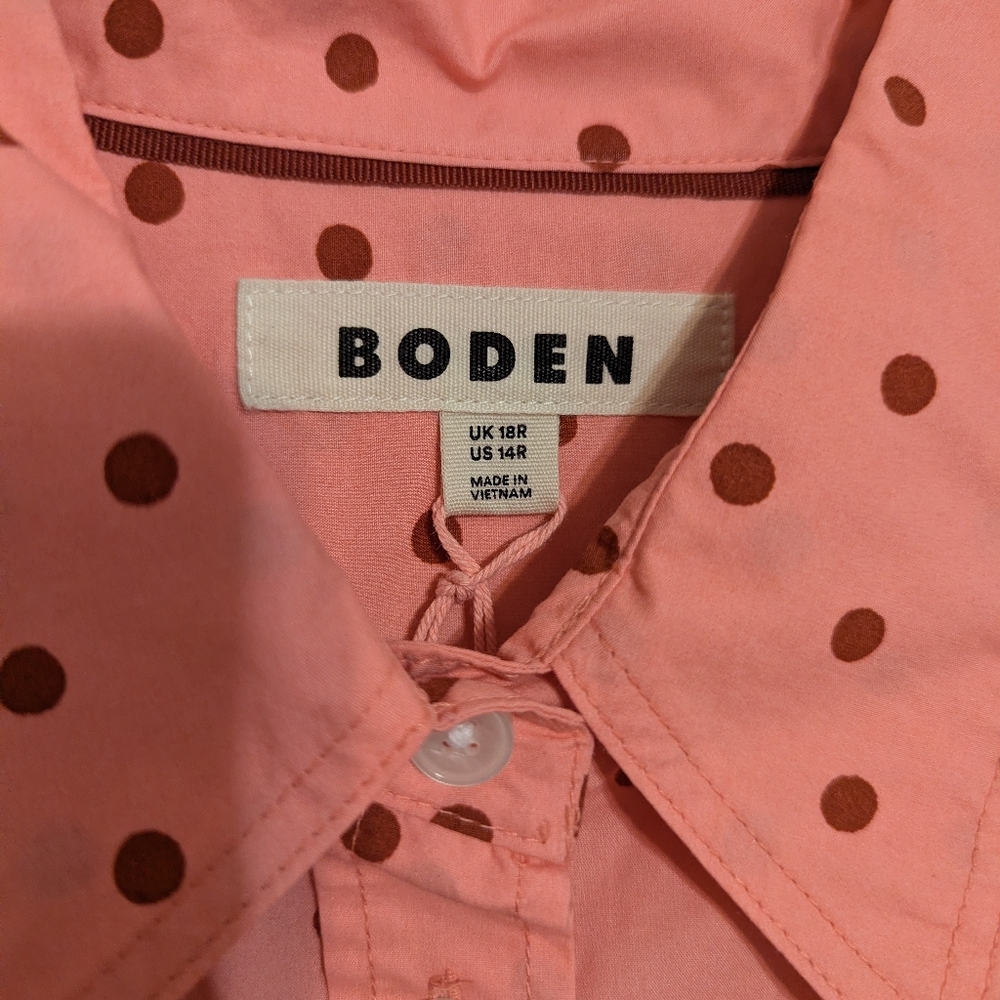 Boden Pink Polka Dot Button Down Shirt - Picture 6 of 10